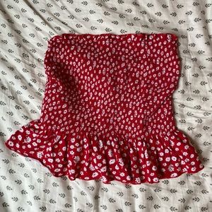 Red Floral Tube Top
